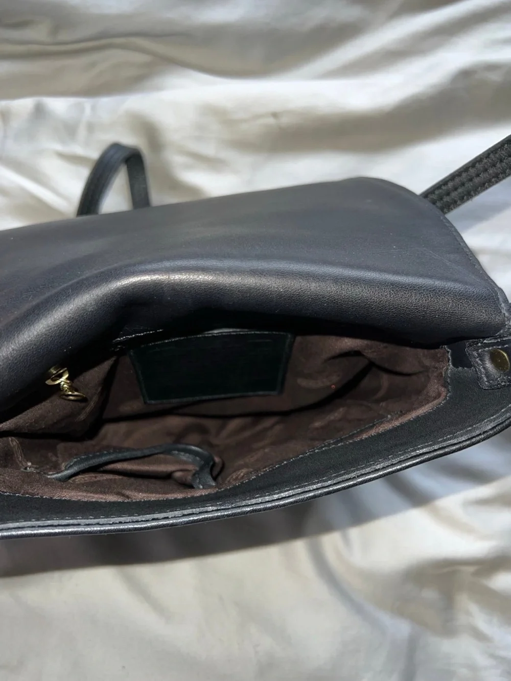 Coach Black Leather Messenger Crossbody with Gold Hardware